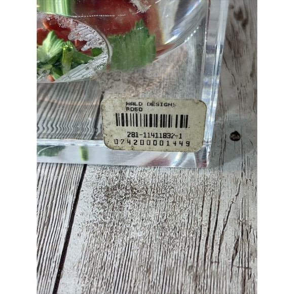 Vintage Rolf Wald Reverse Carved Acrylic Paperweight 3D Rose Lucite Flower - Picture 9 of 12